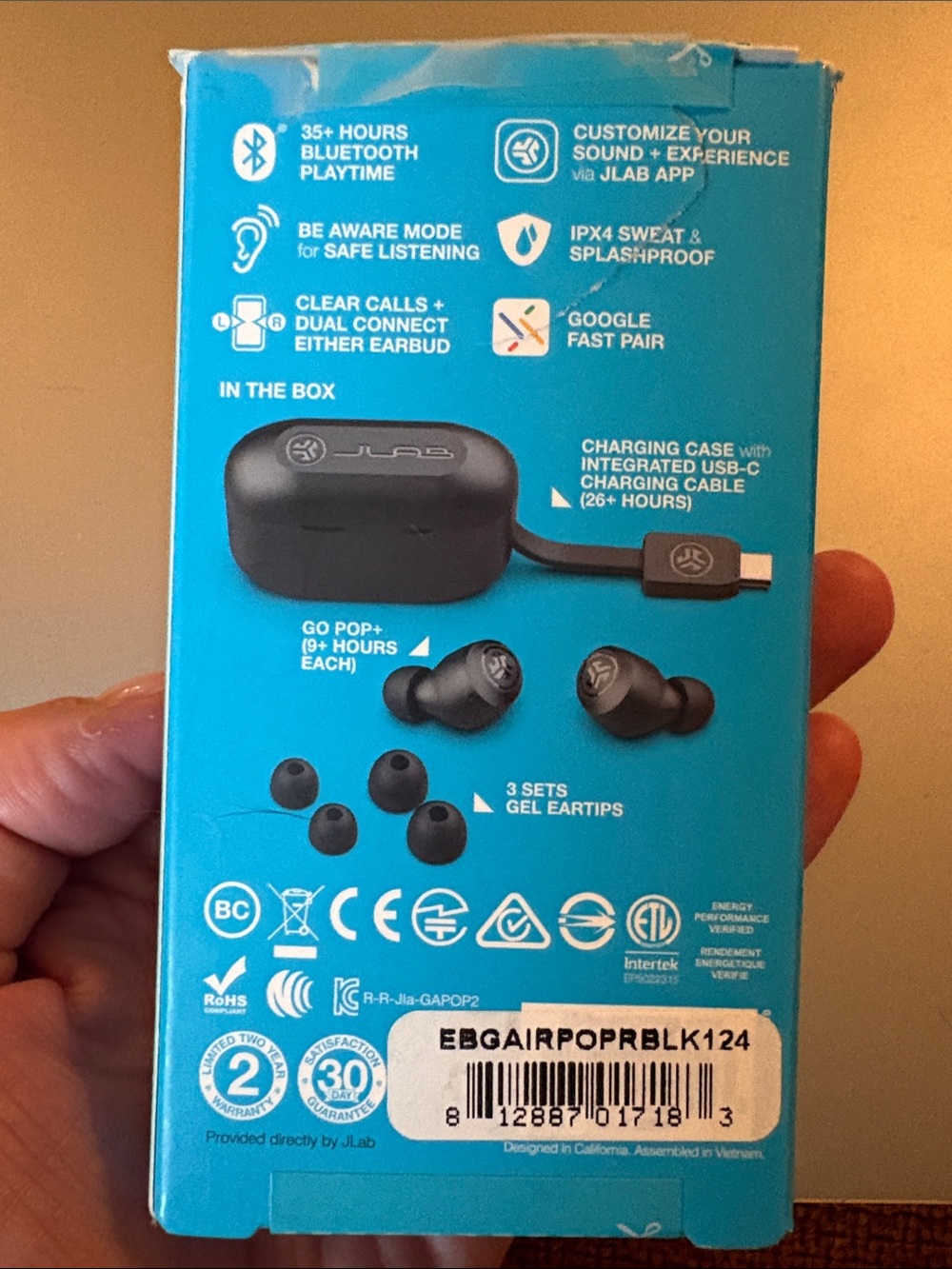 JLab GO POP+ True Wireless Earbuds - Black - Picture 5 of 6